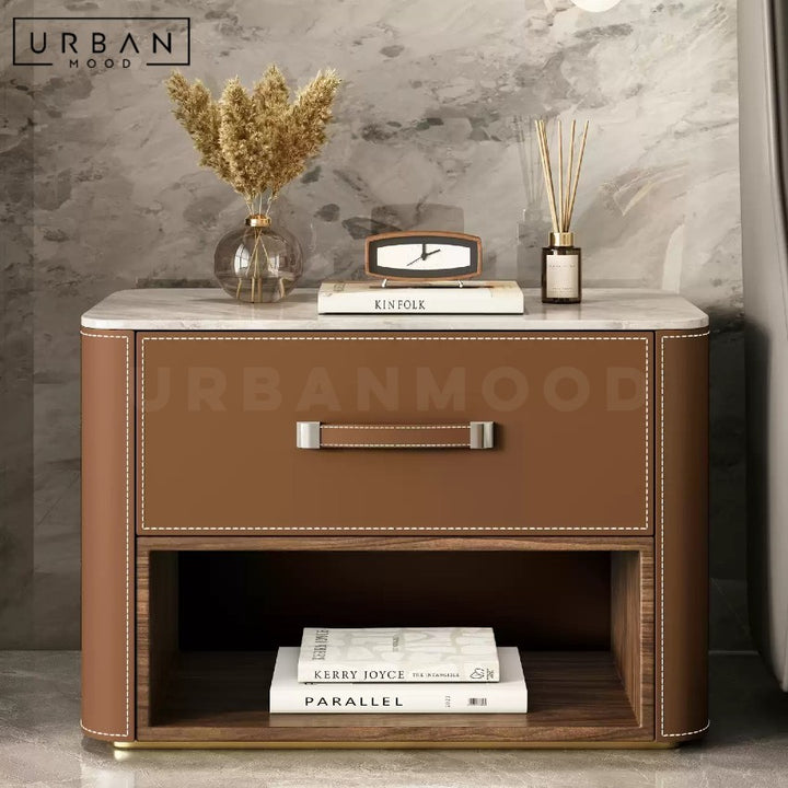 HOLZER Modern Leather Bedside Table