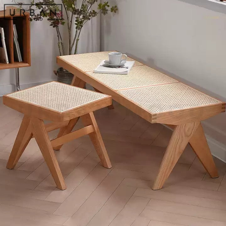 HUNTSMAN Vintage Rattan Dining Bench