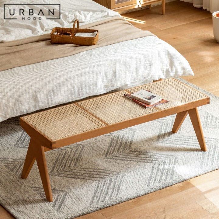HUNTSMAN Vintage Rattan Dining Bench