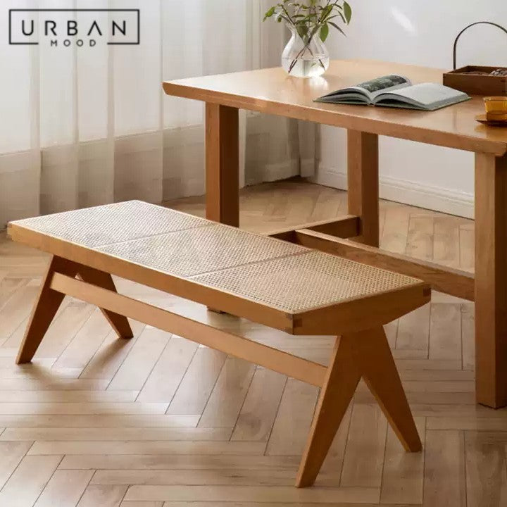 HUNTSMAN Vintage Rattan Dining Bench