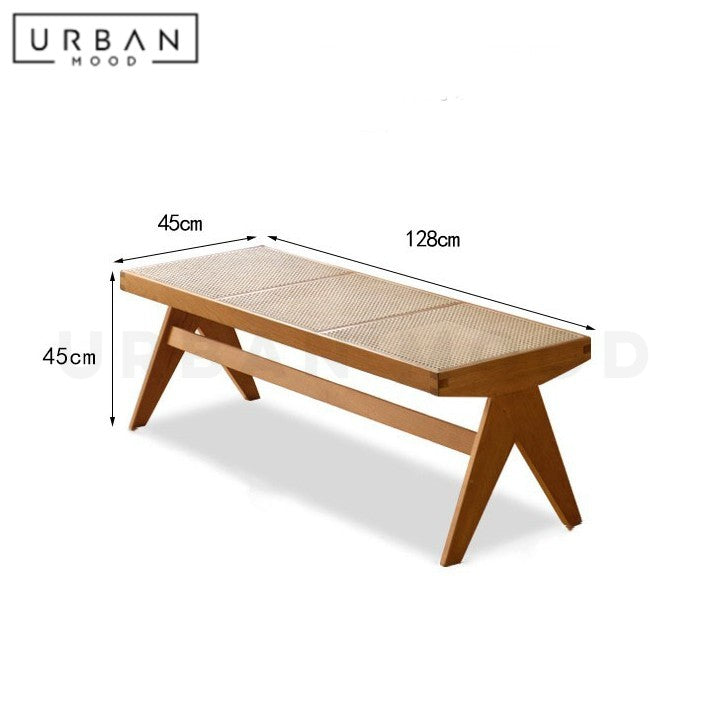 HUNTSMAN Vintage Rattan Dining Bench