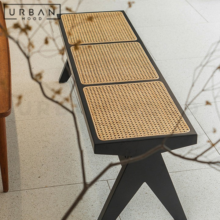 HUNTSMAN Vintage Rattan Dining Bench