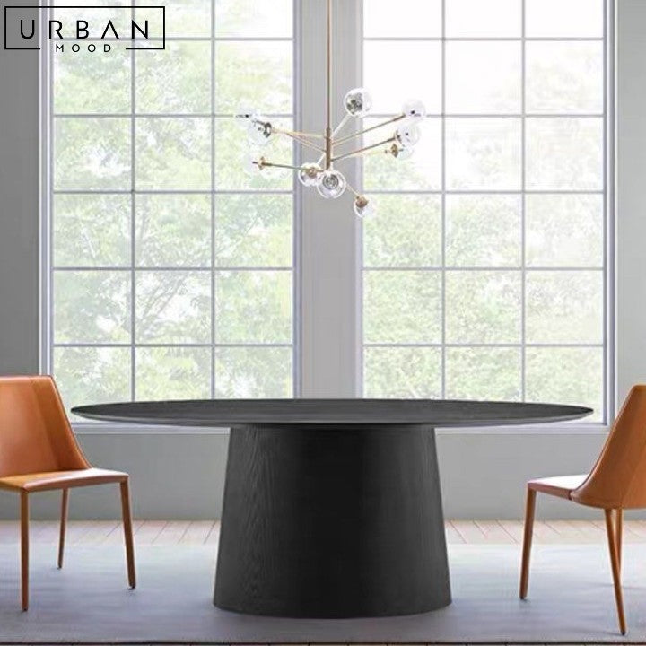 HUSSEN Modern Solid Wood Oval Dining Table