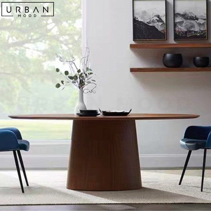 HUSSEN Modern Solid Wood Oval Dining Table