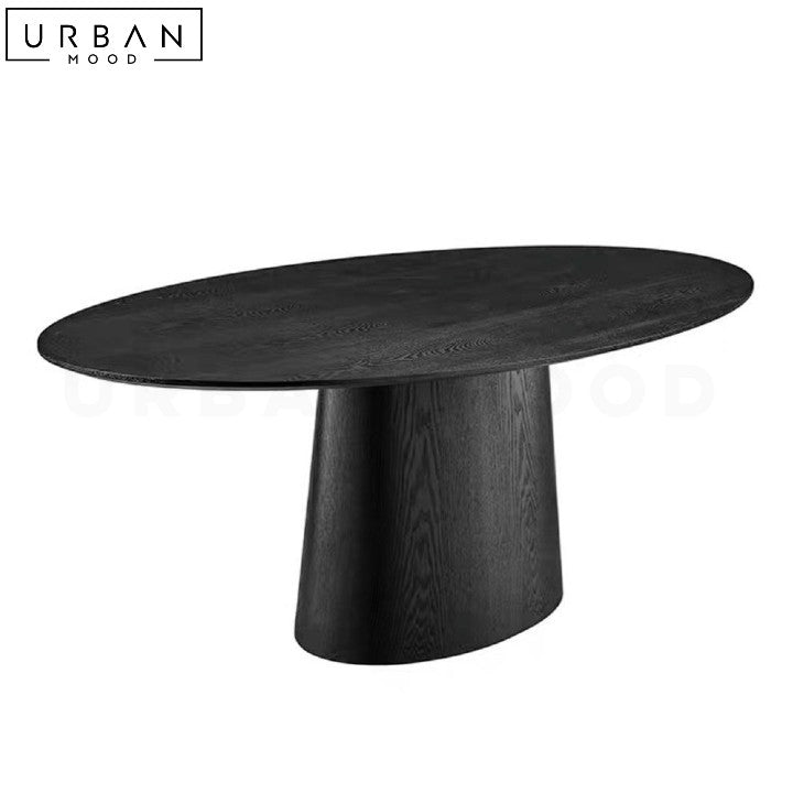 HUSSEN Modern Solid Wood Oval Dining Table