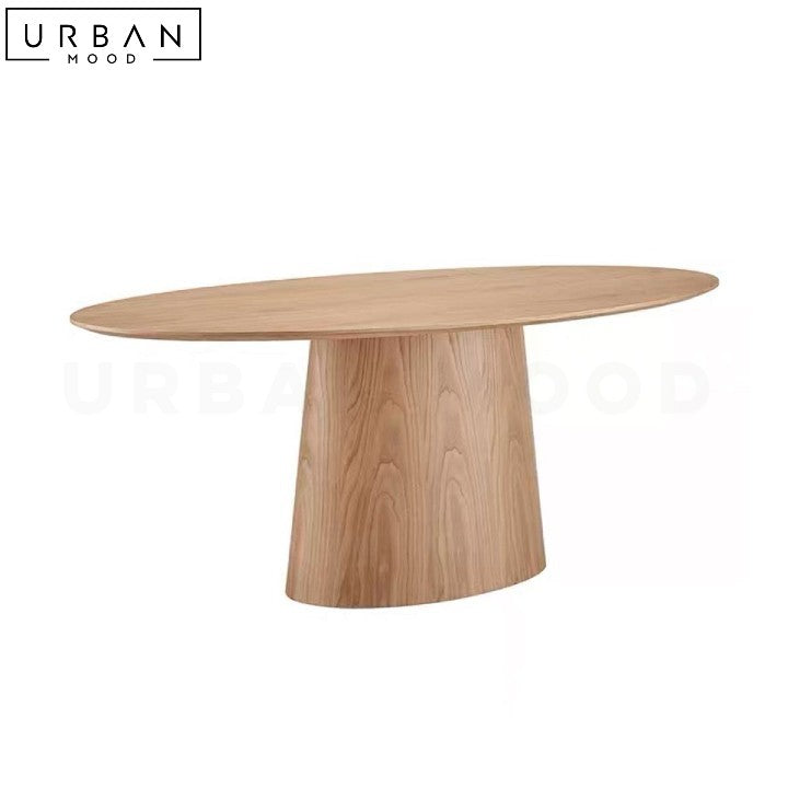 HUSSEN Modern Solid Wood Oval Dining Table