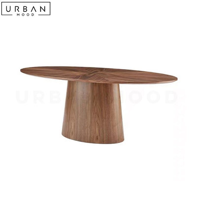 HUSSEN Modern Solid Wood Oval Dining Table