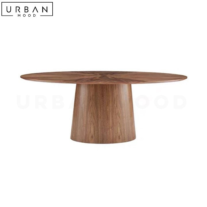 HUSSEN Modern Solid Wood Oval Dining Table