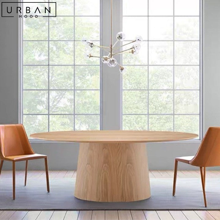 HUSSEN Modern Solid Wood Oval Dining Table