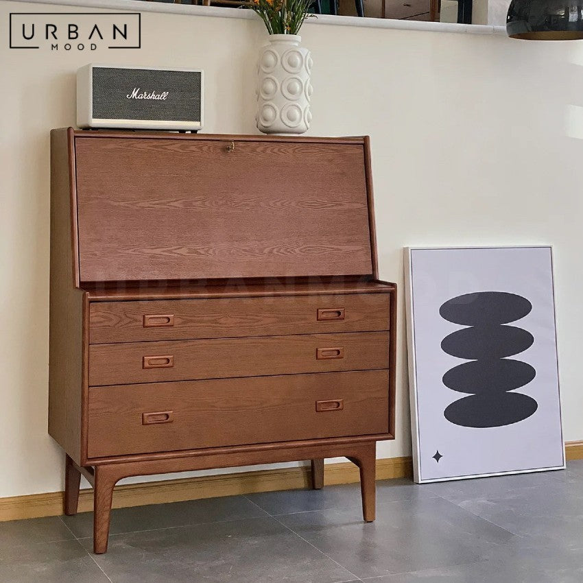 HUTTE Modern Solid Wood Secretary Desk