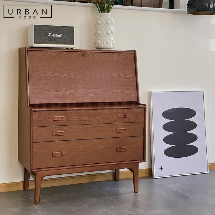 HUTTE Modern Solid Wood Secretary Desk