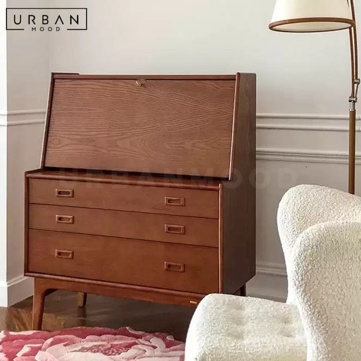 HUTTE Modern Solid Wood Secretary Desk