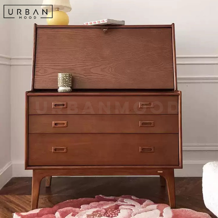 HUTTE Modern Solid Wood Secretary Desk