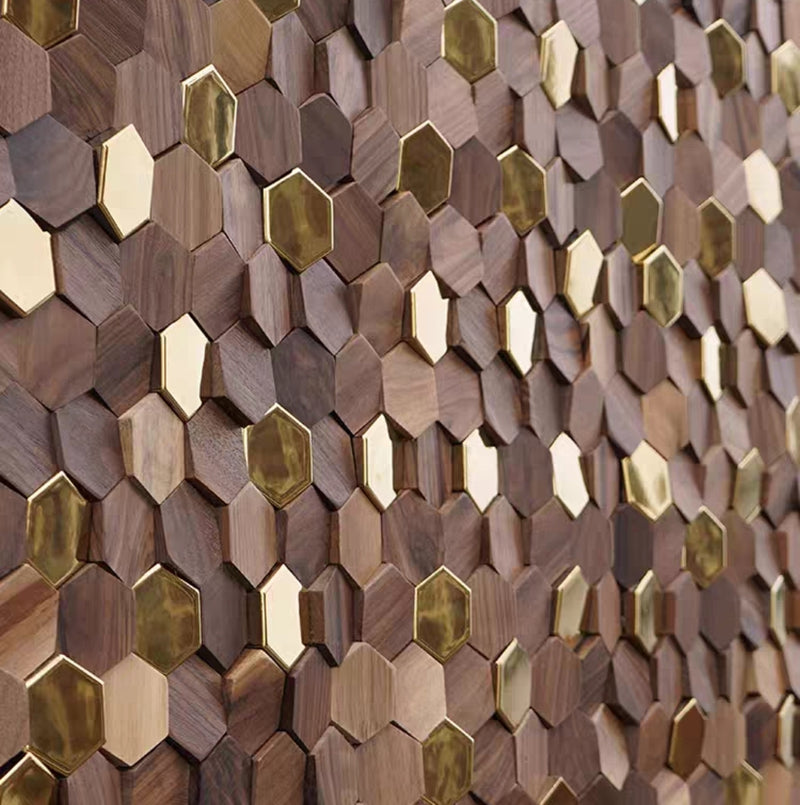 HXG1008 | Walnut Hexagon Wall Tile