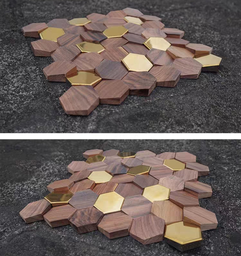 HXG1008 | Walnut Hexagon Wall Tile