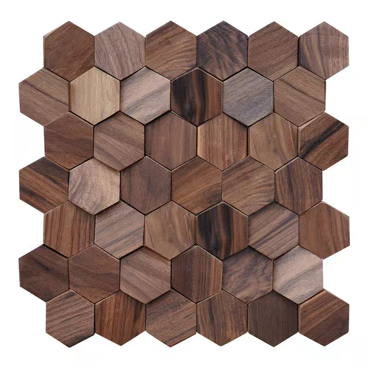 HXG1008 | Walnut Hexagon Wall Tile