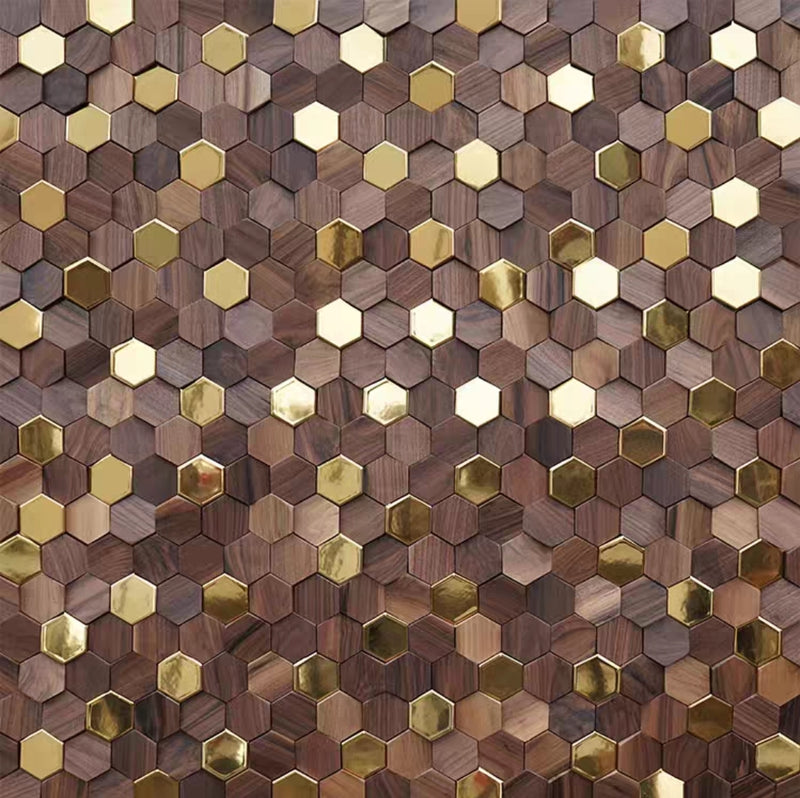 HXG1008 | Walnut Hexagon Wall Tile