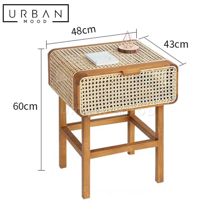 HAUS Rustic Rattan Bedside Table