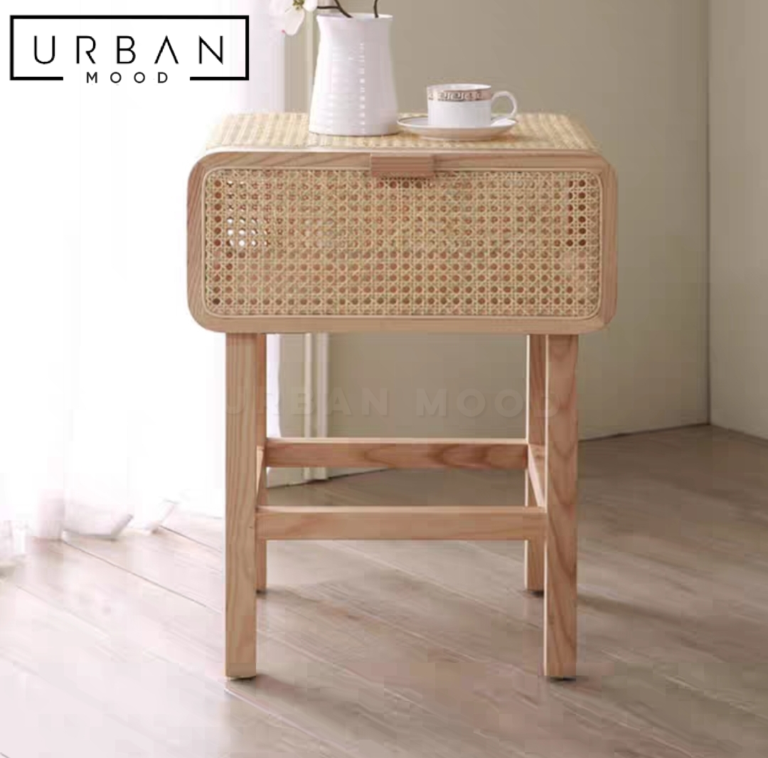 HAUS Rustic Rattan Bedside Table