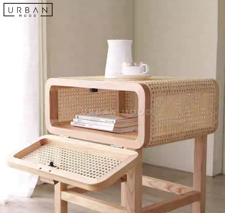 HAUS Rustic Rattan Bedside Table