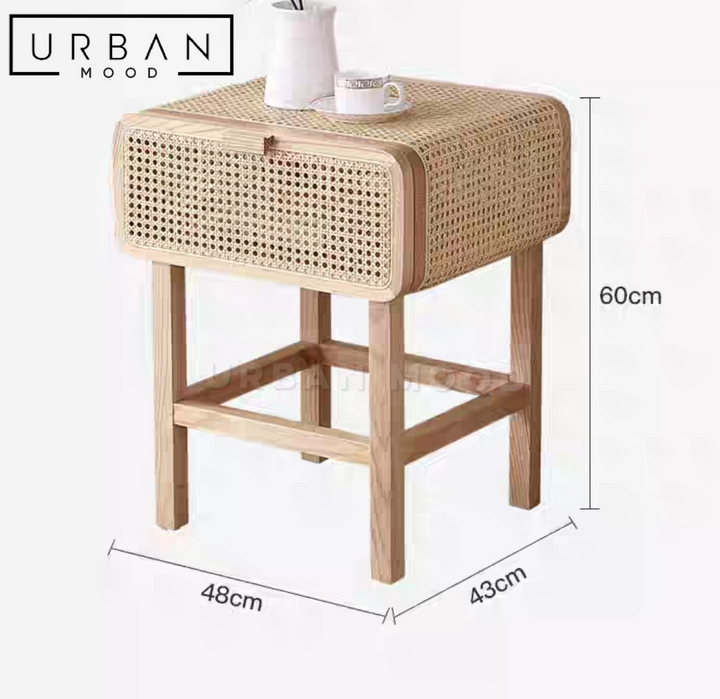 HAUS Rustic Rattan Bedside Table