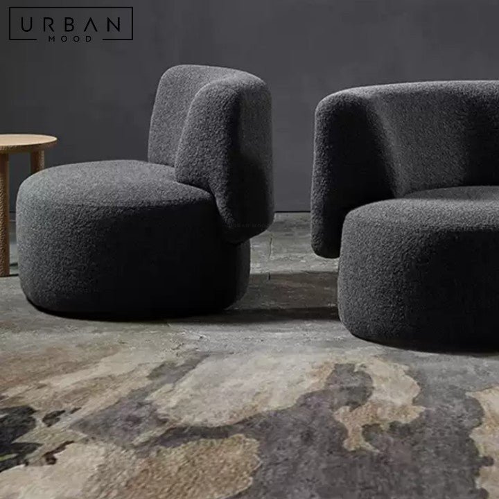 IMBERT Modern Curved Boucle Sofa