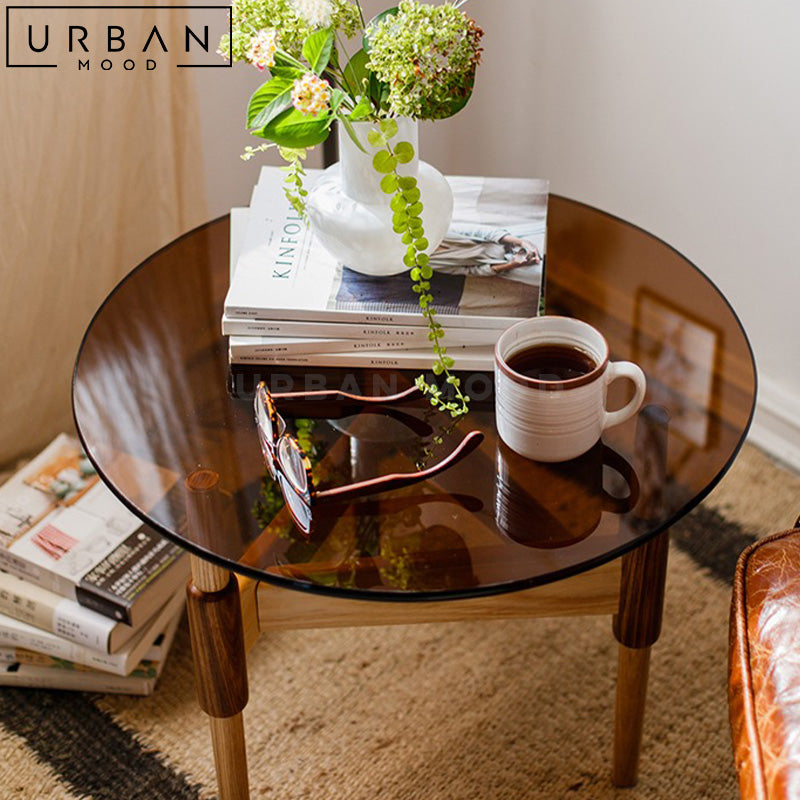 INDRO Modern Round Glass Coffee Table