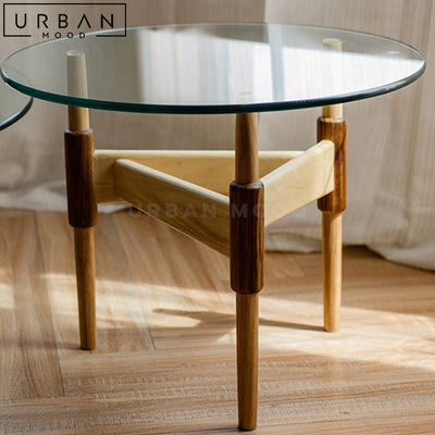 INDRO Modern Round Glass Coffee Table