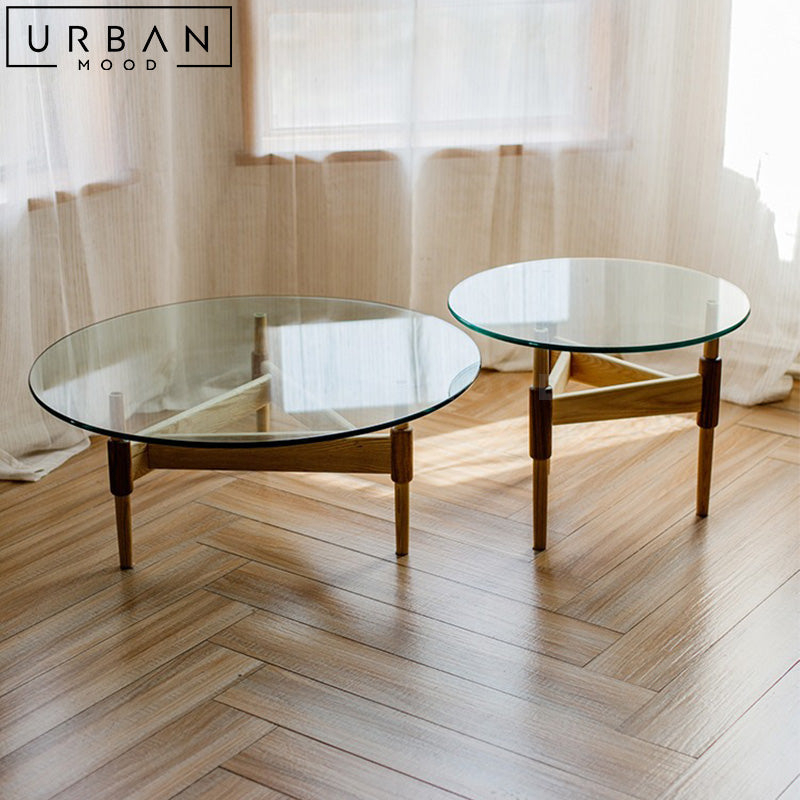 INDRO Modern Round Glass Coffee Table