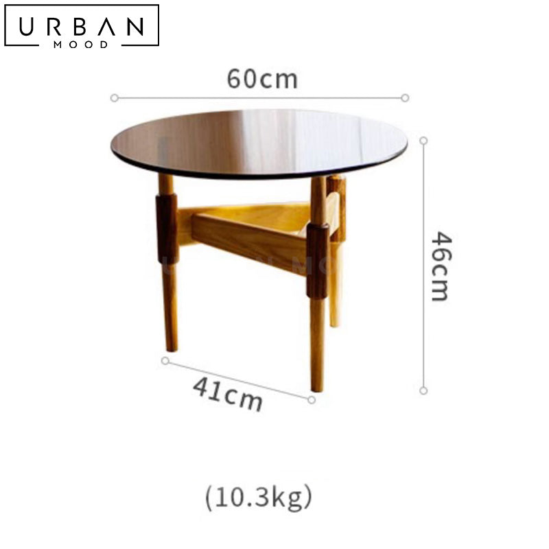 INDRO Modern Round Glass Coffee Table