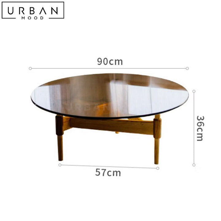 INDRO Modern Round Glass Coffee Table