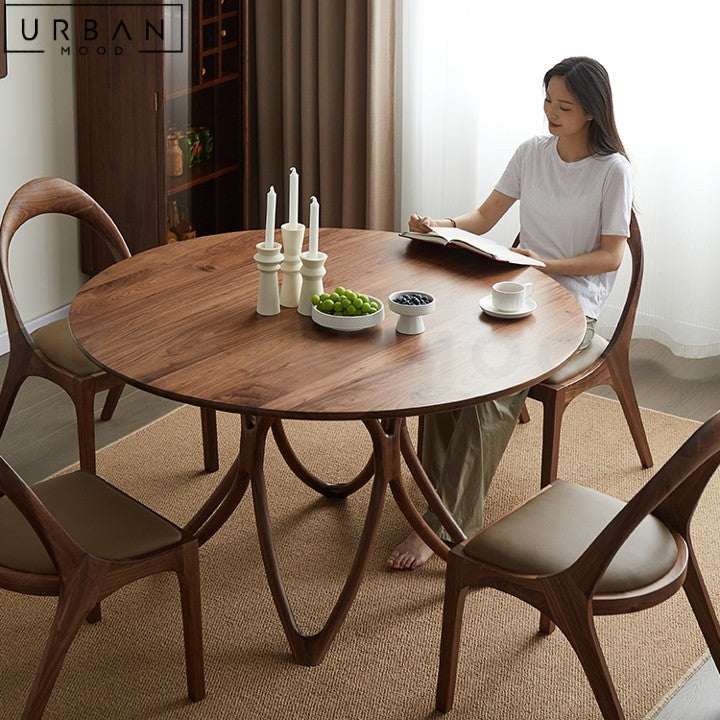 INESE Modern Round Solid Wood Dining Table