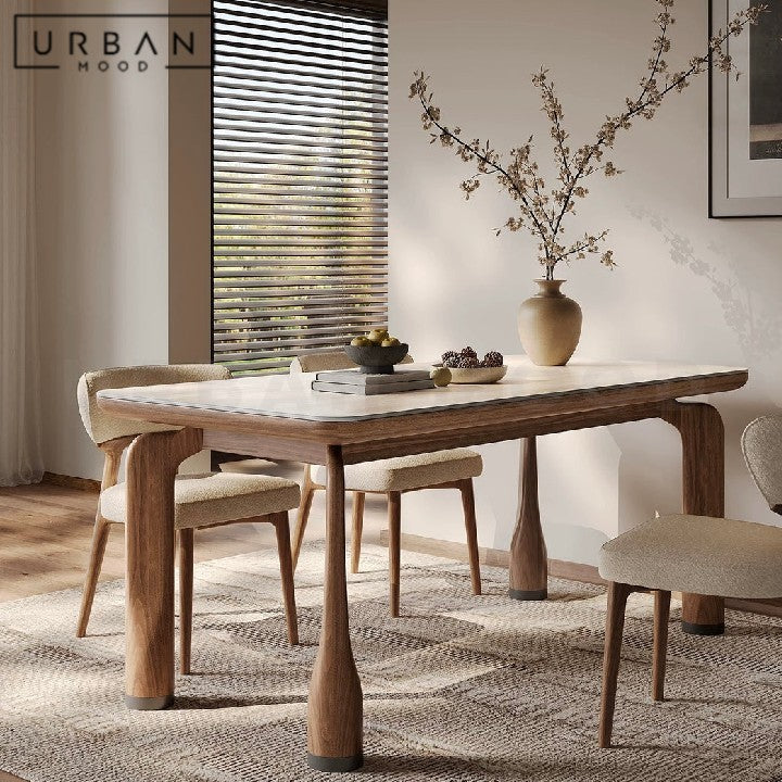 KIYO Japandi Travertine Dining Table