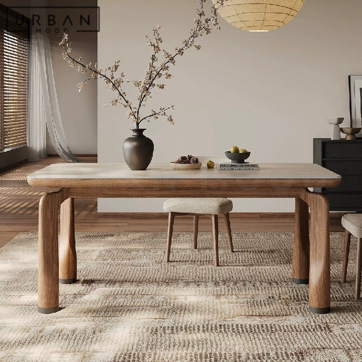 KIYO Japandi Travertine Dining Table