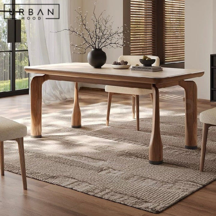 KIYO Japandi Travertine Dining Table