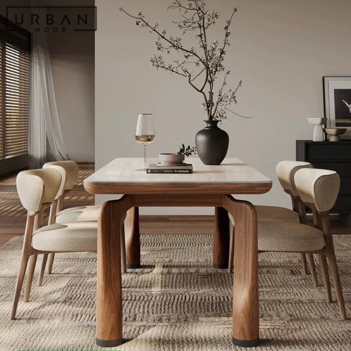 KIYO Japandi Travertine Dining Table