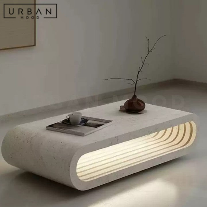 IVERSEN Modern Travertine Coffee Table