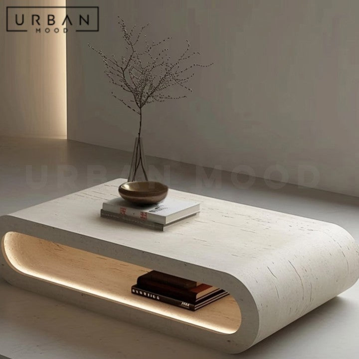 IVERSEN Modern Travertine Coffee Table