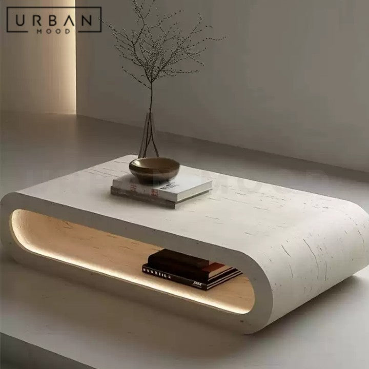 IVERSEN Modern Travertine Coffee Table