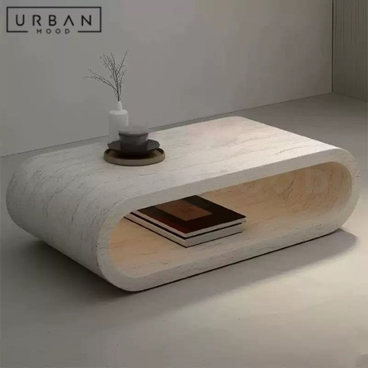 IVERSEN Modern Travertine Coffee Table