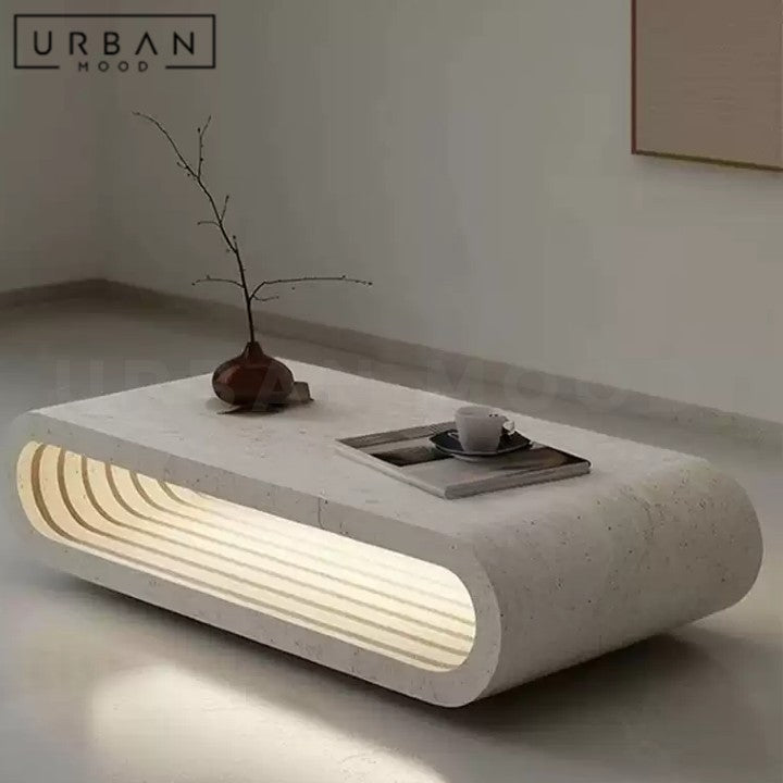 IVERSEN Modern Travertine Coffee Table