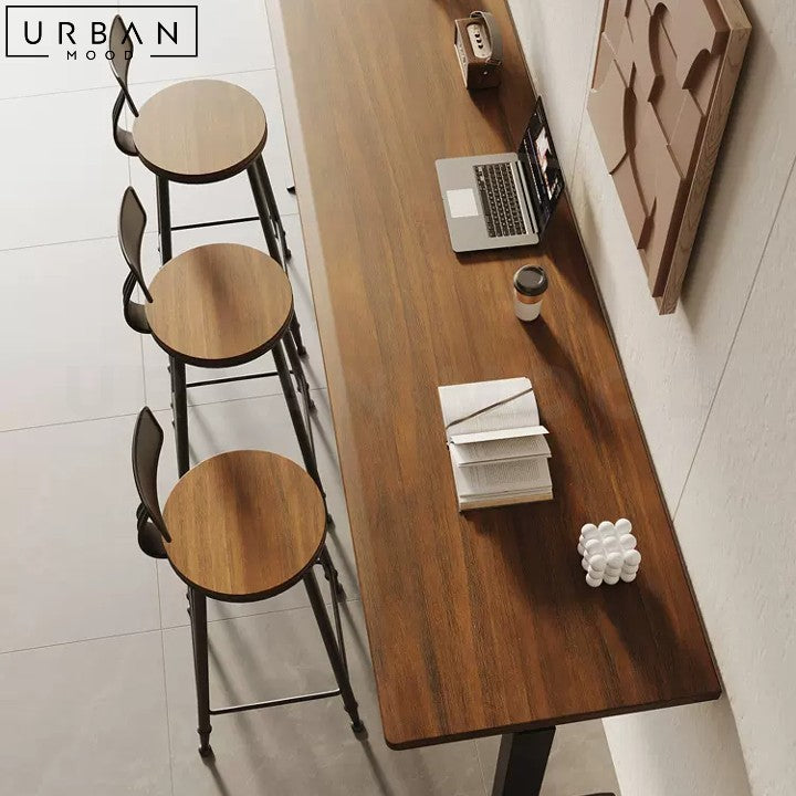 JASMINE Industrial Solid Wood Adjustable Bar Table