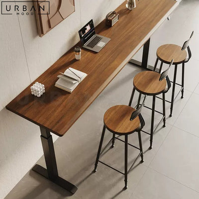 JASMINE Industrial Solid Wood Adjustable Bar Table