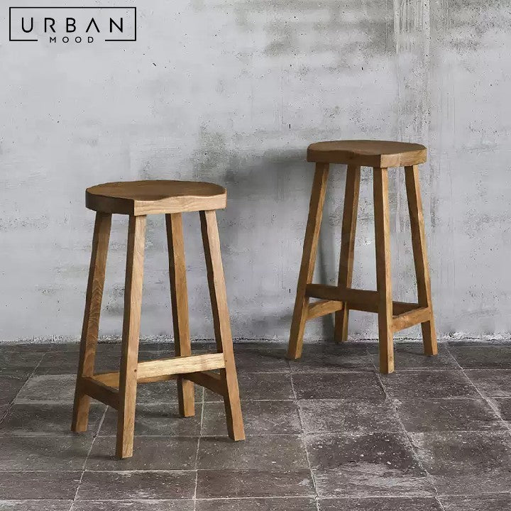 JELENA Rustic Solid Wood Bar Stool