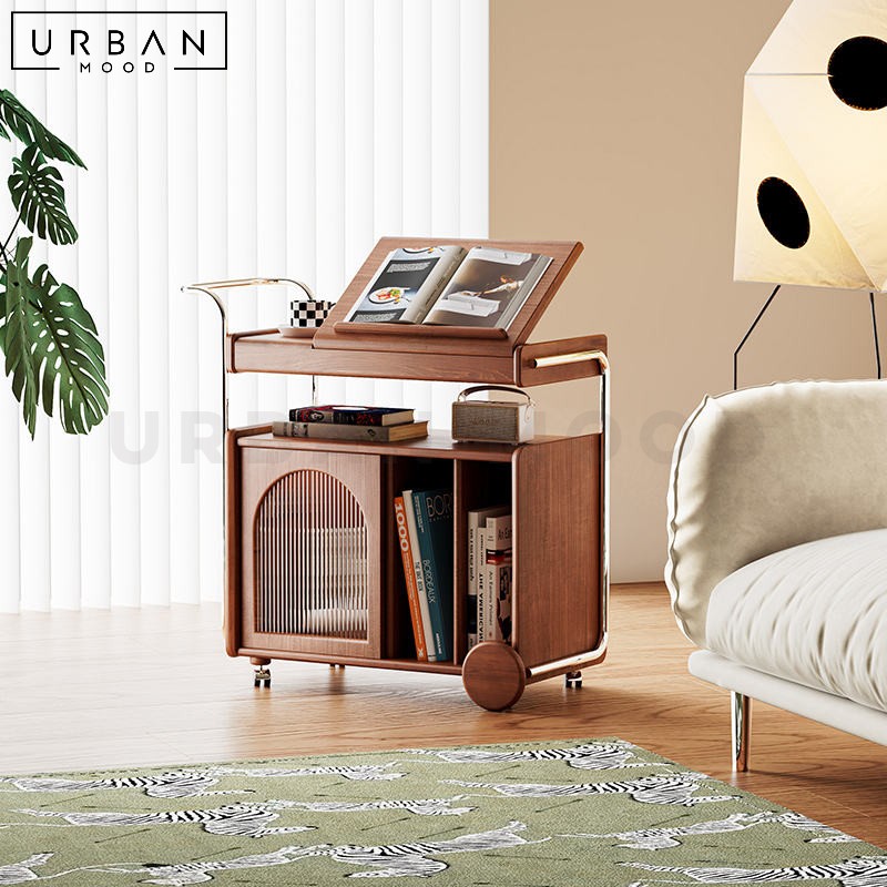 JERMYN Solid Wood Mobile Side Table