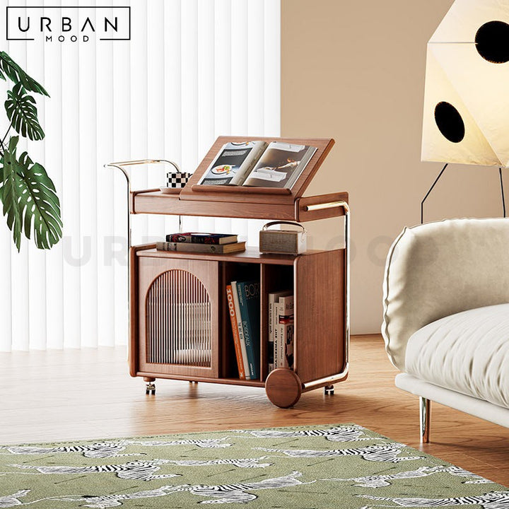 JERMYN Solid Wood Mobile Side Table