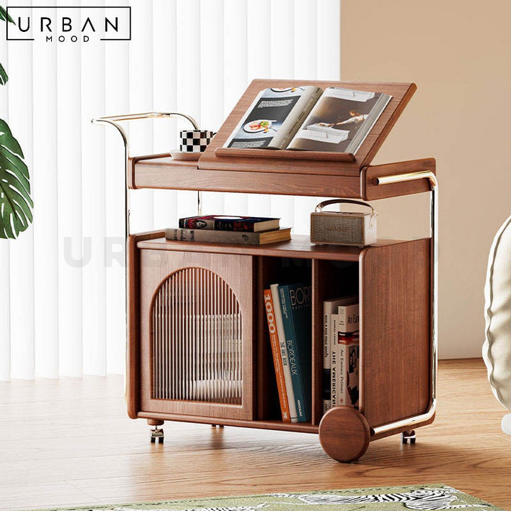 JERMYN Solid Wood Mobile Side Table