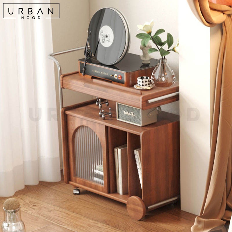 JERMYN Solid Wood Mobile Side Table