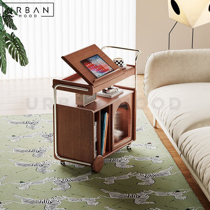 JERMYN Solid Wood Mobile Side Table