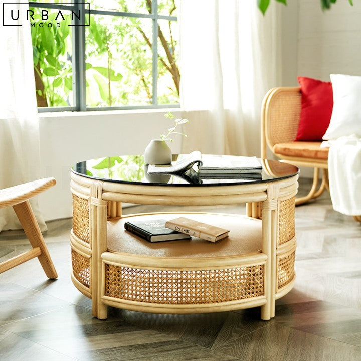 JENNI Rustic Rattan Coffee Table